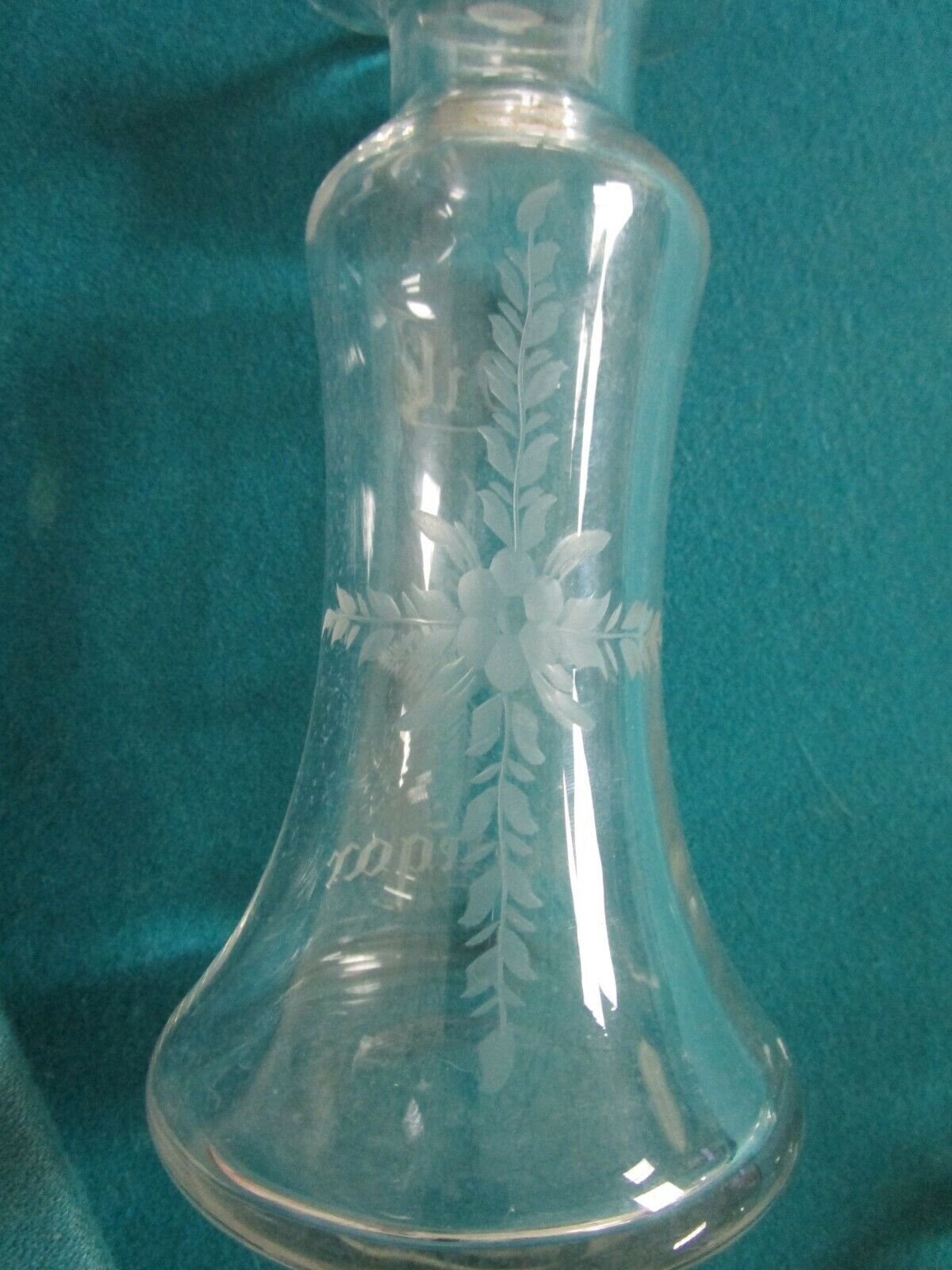 VICTORIAN ANTIQUE GLASS ETCH CRUET OIL-VINEGAR