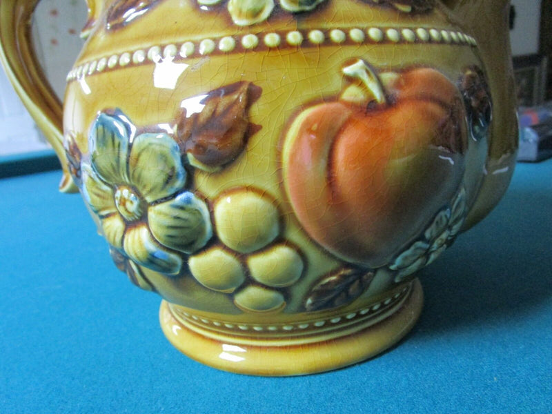 CERAMIC VINTAGE YELLOW COOKIE JAR TEA POT SHAPE 10 1/2" [POTT3]