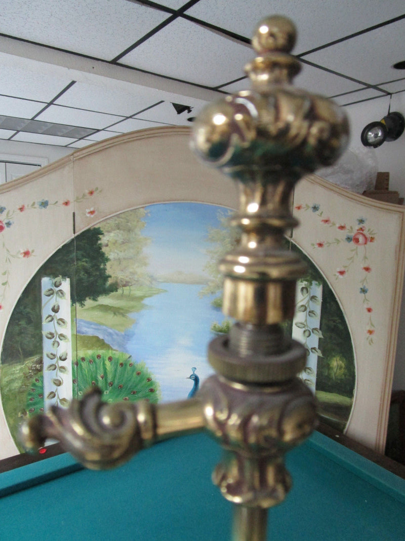 Mid Century Brass Table Lamp Electrical 31" Tall Three Lights Original