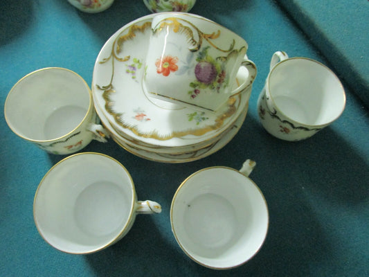 Saxonia Germany 5 Coffee Cup Saucers Antique Gold Flowers [95m]