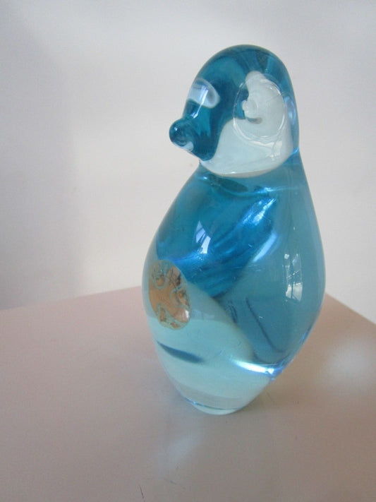 Paperweight Crystal Blue Bird 4 " Tall [Aa]