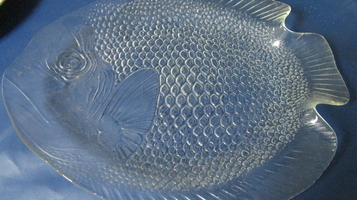 ALCOROC FRANCE GLASS FISH TRAY 15.5" [OFFI]