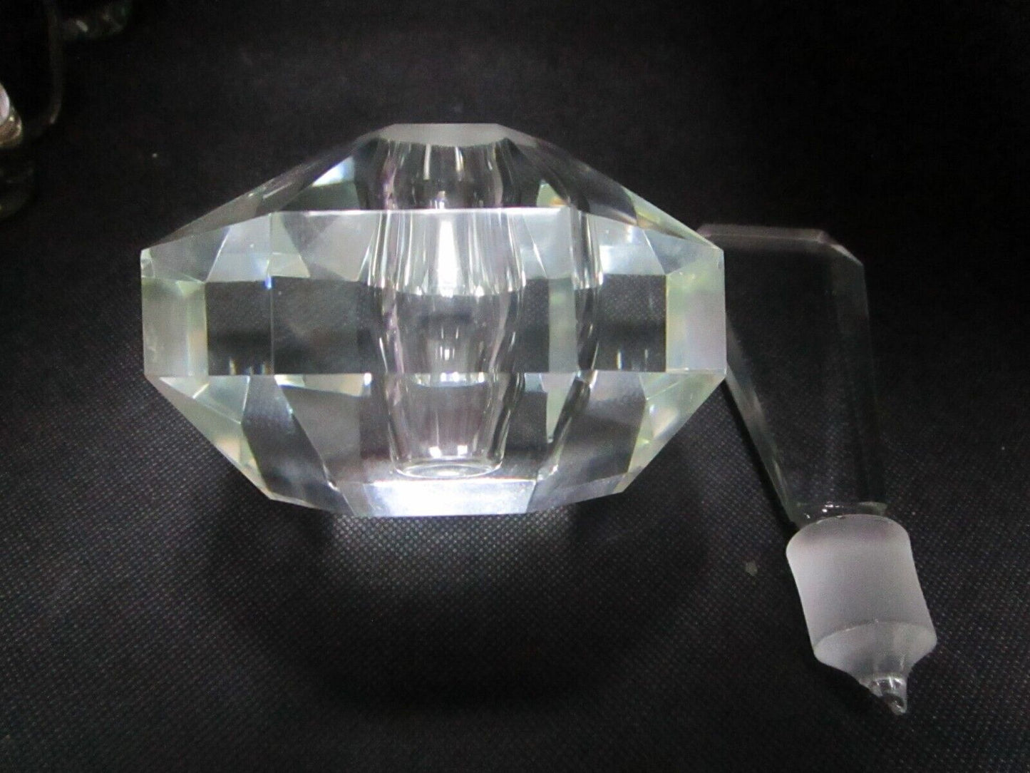 Antique art deco perfume bottle crystal faceted prism 7"