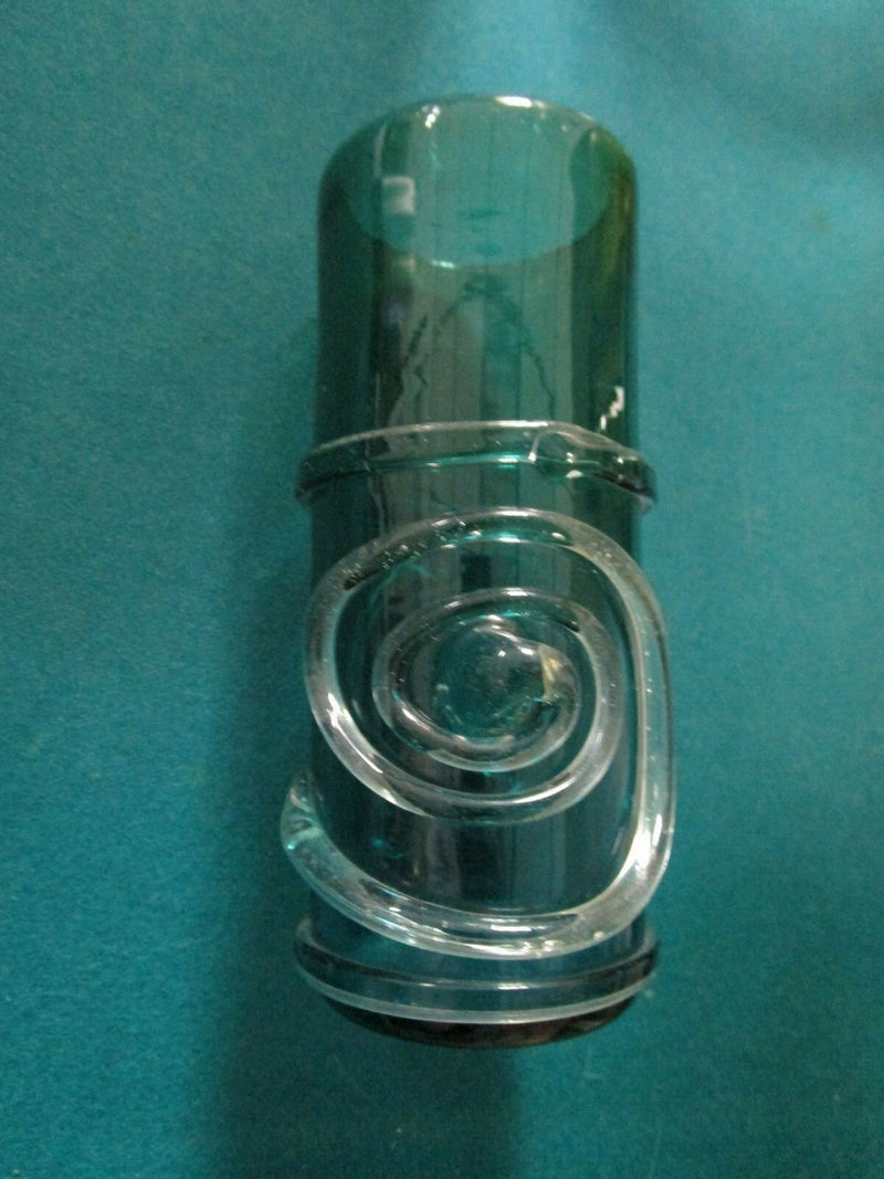 GLASS STUDIO VASE RIGADEE RIBBED GREEN CLEAR YELLOW ITALIAN  SIGNED  PICK 1