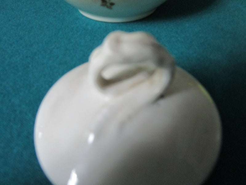 JEAN POUYAT FRANCE CREAMER AND COVERED SUGAR WHITE ROSES SEPIA COLORS [83c]