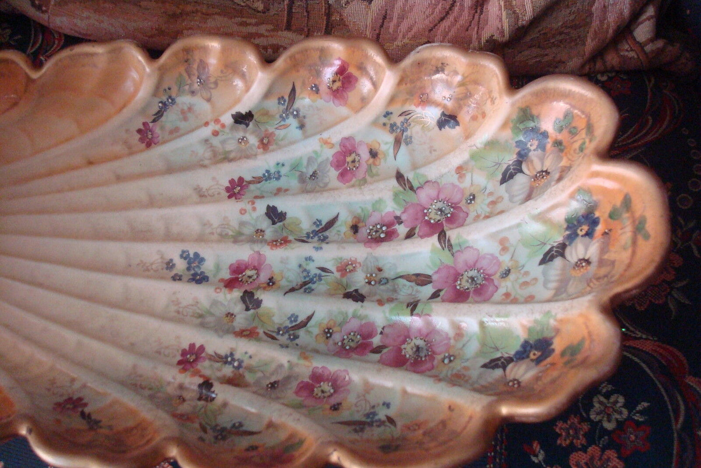 Abingdon Pottery USA Handpainted Large Console Shell Plate or Dish ORIGINAL