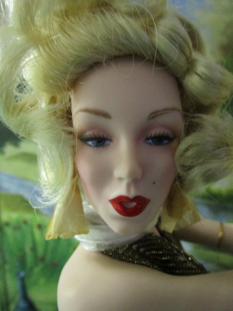 1990s FRANKLIN HEIRLOOM GOLDEN GLITTERING MARILYN DOLL, NEW 19" doll