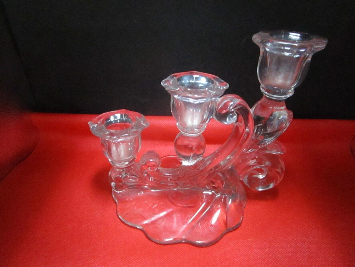 Cambridge glass three lights candleholder 6 x7"