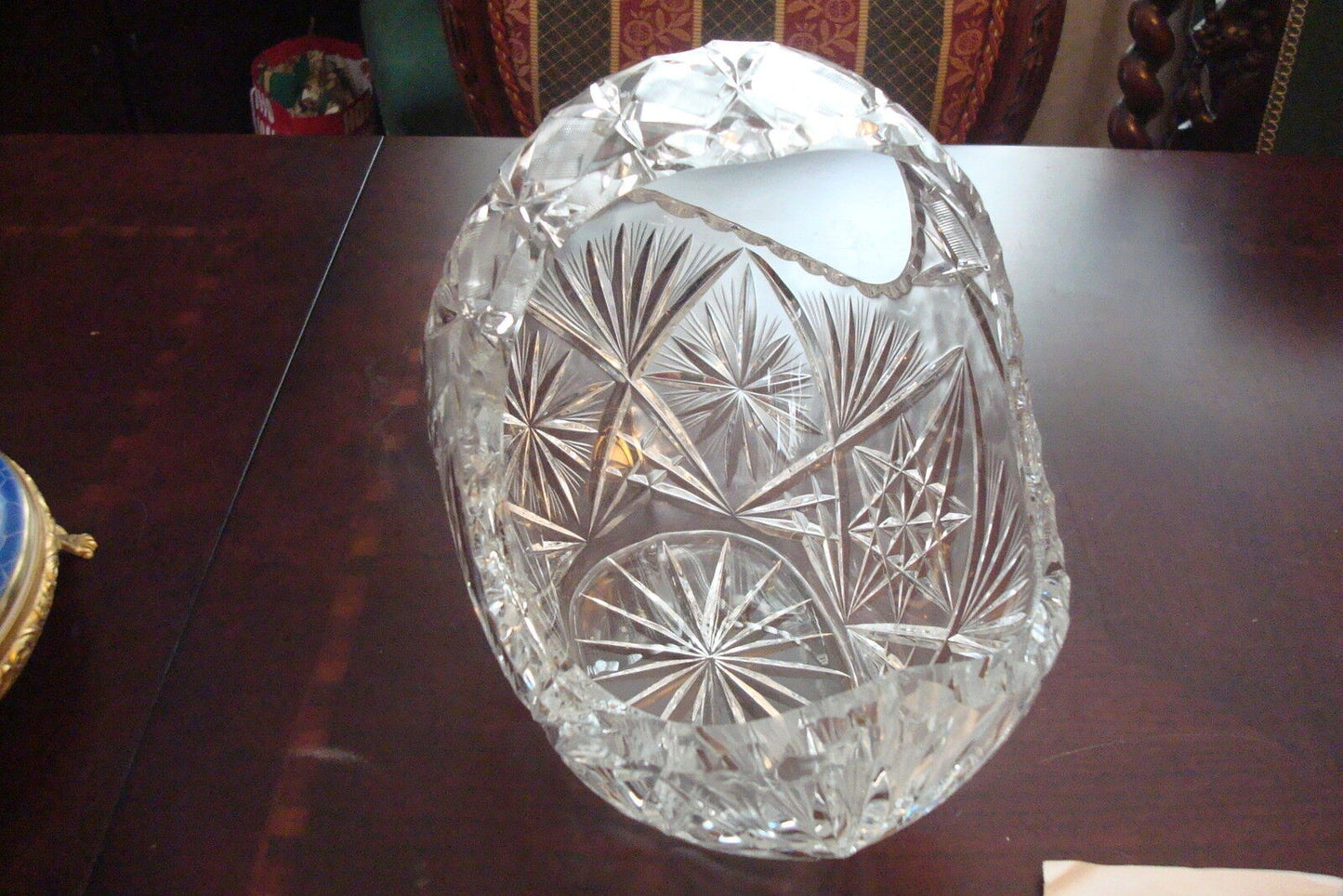 Vintage American Brilliant FLOWER ERA  basket, cut crystal, gorgeous [GL-6]