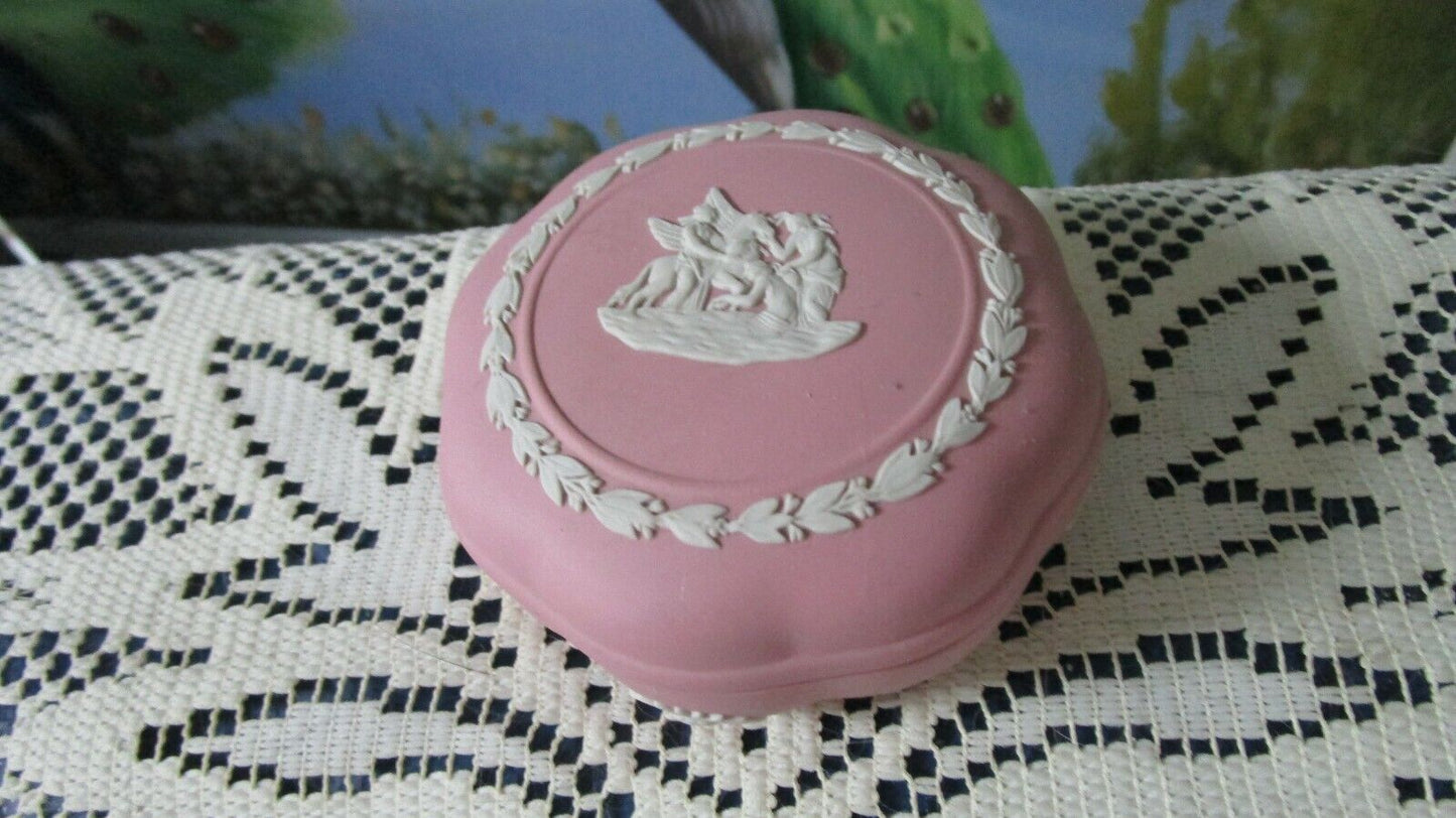 WEDGWOOD BLUE PINK JASPERWARE TRINKET BOX VASE SACRIFICIAL SUN GOD PAT PICK1 ^^