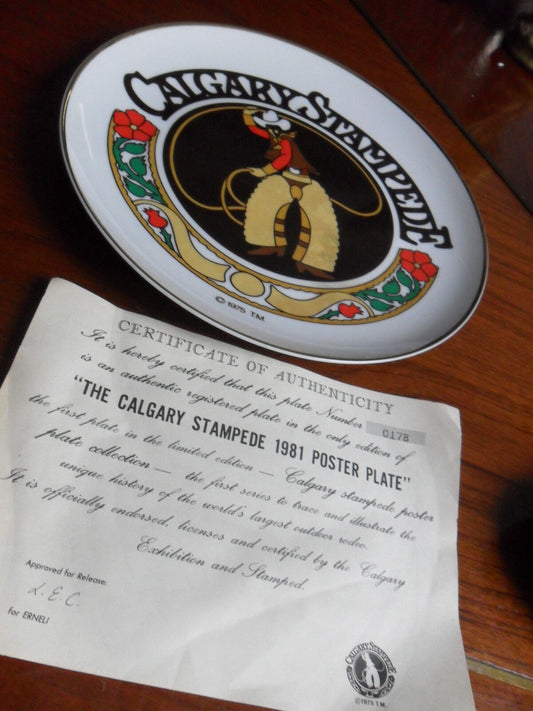 The Calgary Stampede 1981 poster plate,  collector plate  original box 10"[am3]