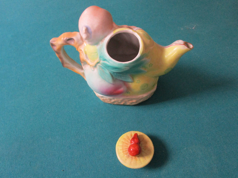 CHINESE 1900s RESTING TO RIGHT TEAPOT CHINESE SAU LONGEVITY GOD orig [TP4]