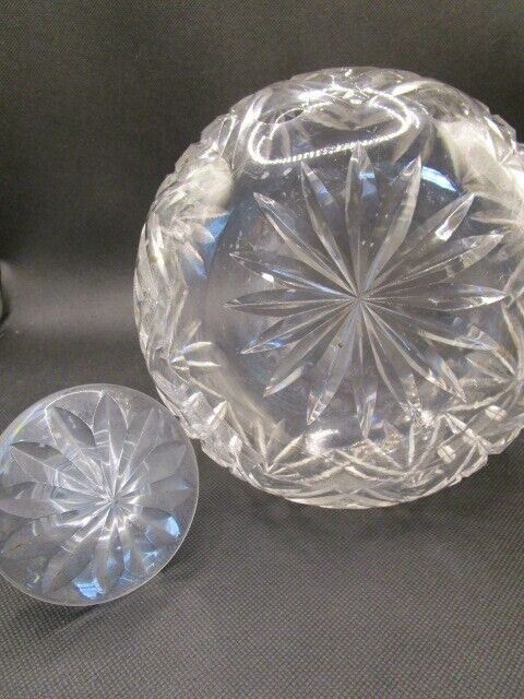 AMERICAN BRILLIANT HAWKES CRYSTAL CUT VASE - DECANTER - BOTTLE ROUND BASE