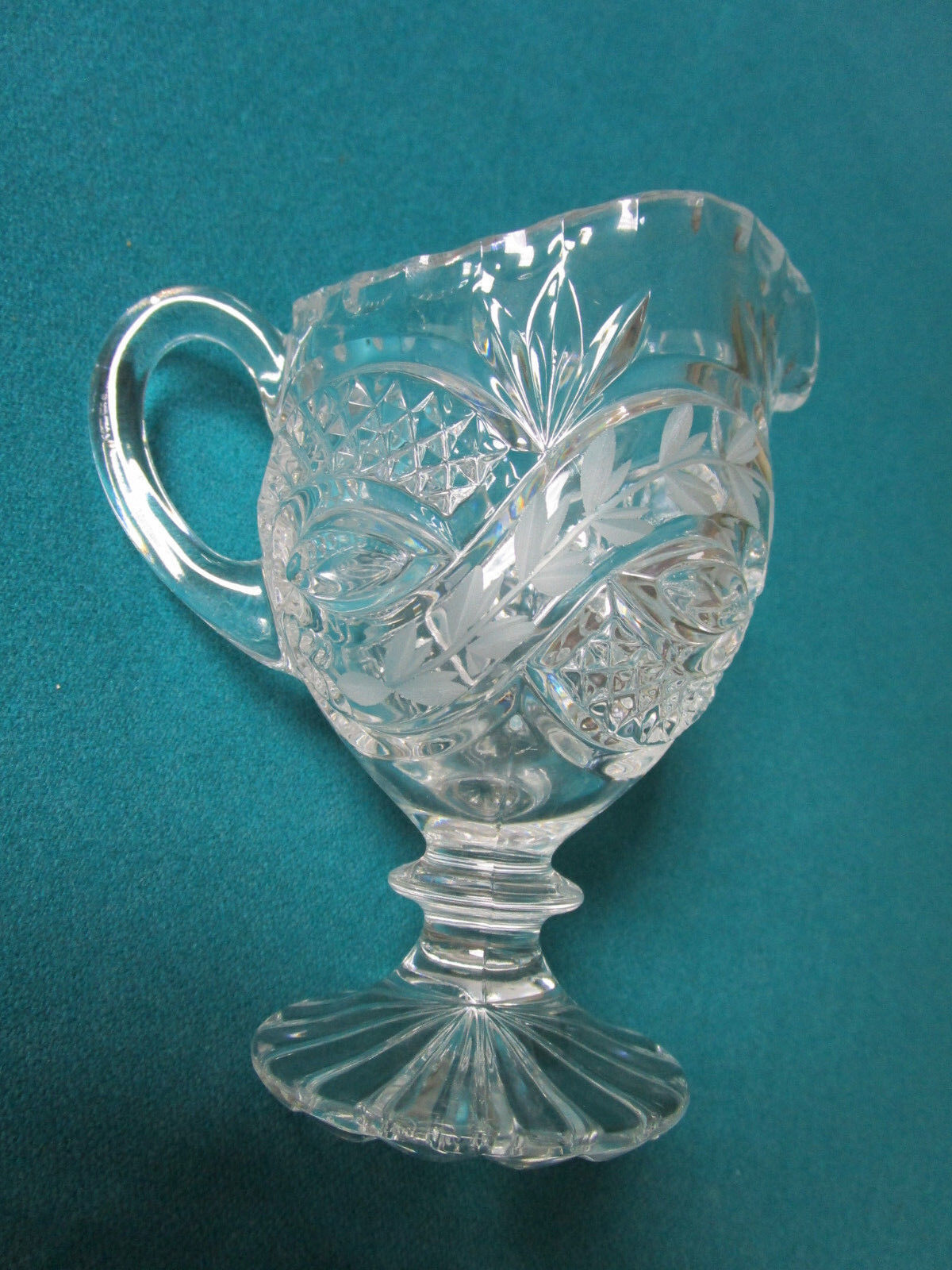 AMERICAN BRILLIANT CRYSTAL CUT FOOTED CREAMER 6" [61]