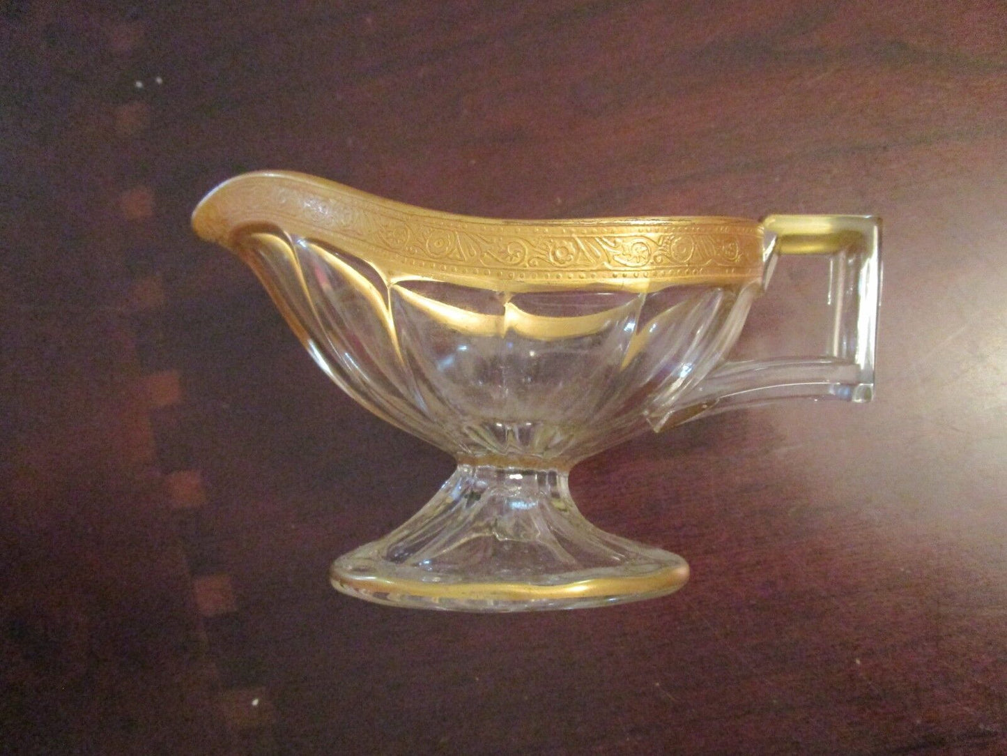 Tiffin-Franciscan Minton Pattern Clear Stem 14196) GRAVY BOAT/UNDER PLATE  rare