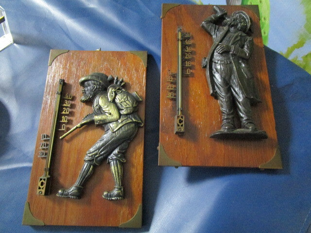 German Thermometers Wood Base Brass Sculpture 9 1/2 X 6 Pick 1^^