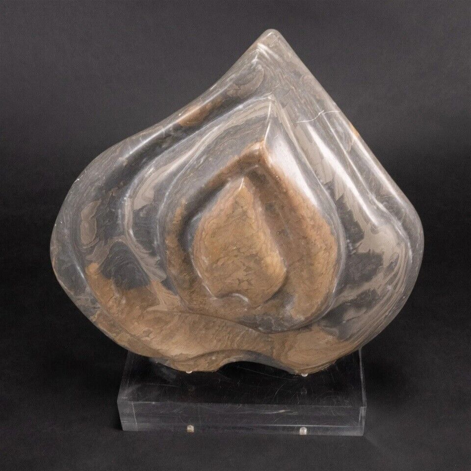 "Teadrop" alabaster sculpture " Flame " Abstract Carved Stone