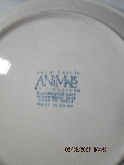 FOLK CRAFTS TIENSHAN RABBIT PLATE 10.25" ^^