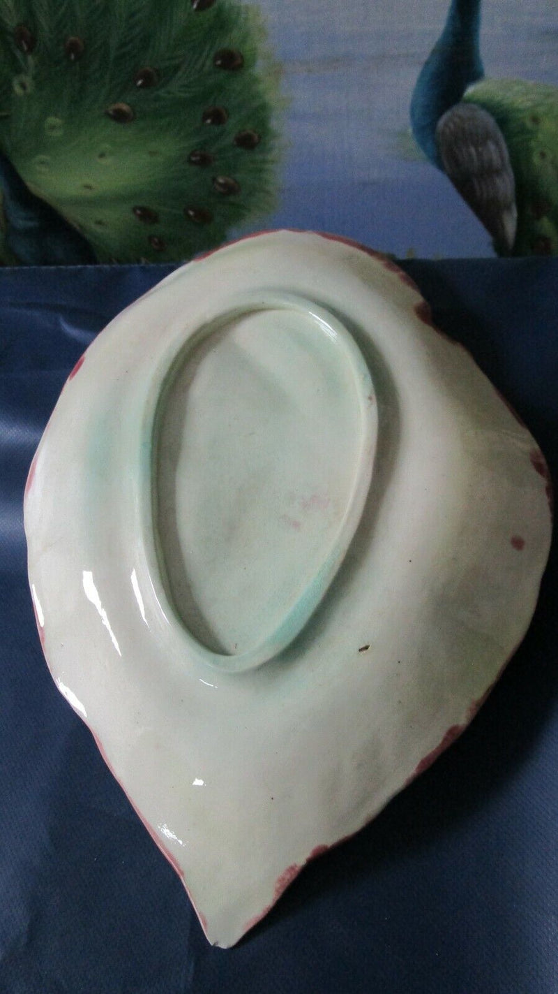 Antique ~ GRIFFIN SMITH & HILL ETRUSCAN BEGONIA LEAF MULTICOLOR  DISH 12" ^^
