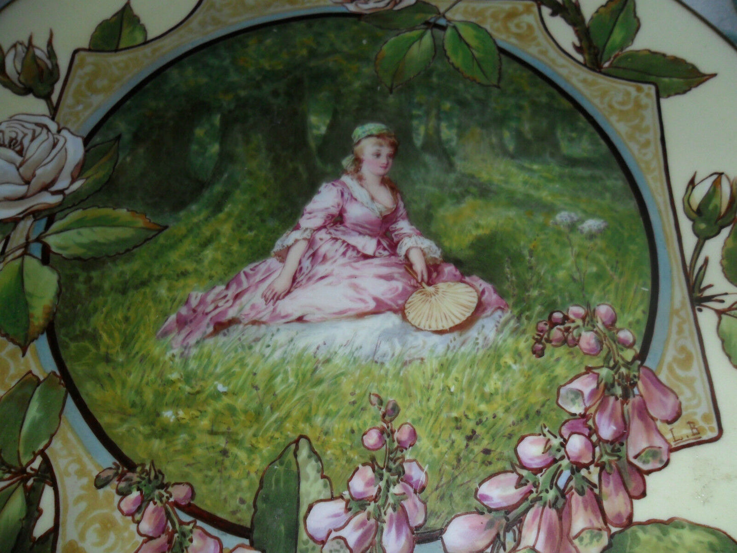 Victorian Transfer Plate lady in pink, probably from England [DL 11]