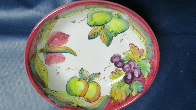 DERUTA ITALY DIP A MANO CERAMIC BOWL PLATES CUP SAUCER FRUITS PINK RIM PICK 1