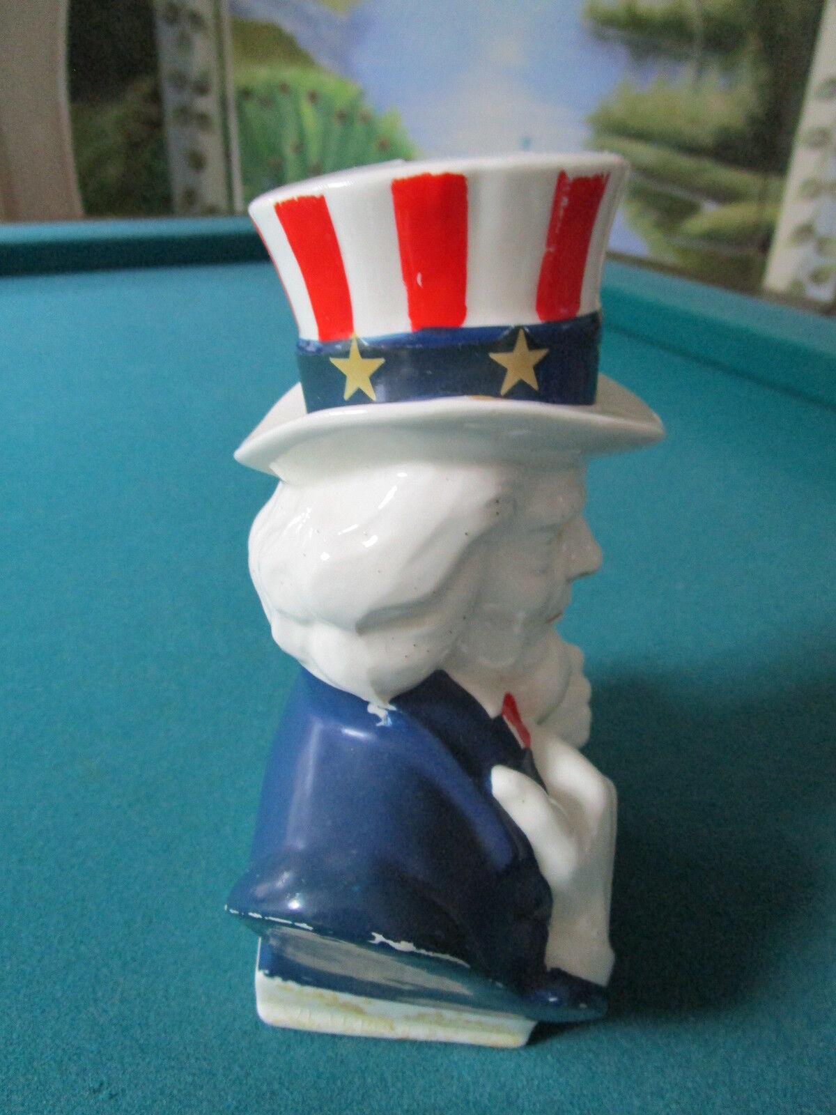 Uncle Sam, ceramic coin bank, made in Japan, c1960s, 6 1/2" tall RARE