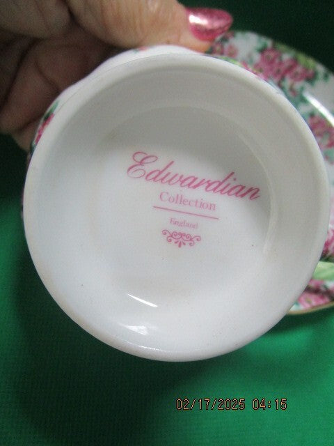 EDWARDIAN ENGLAND FLORAL TEA CUP SAUCER [65]