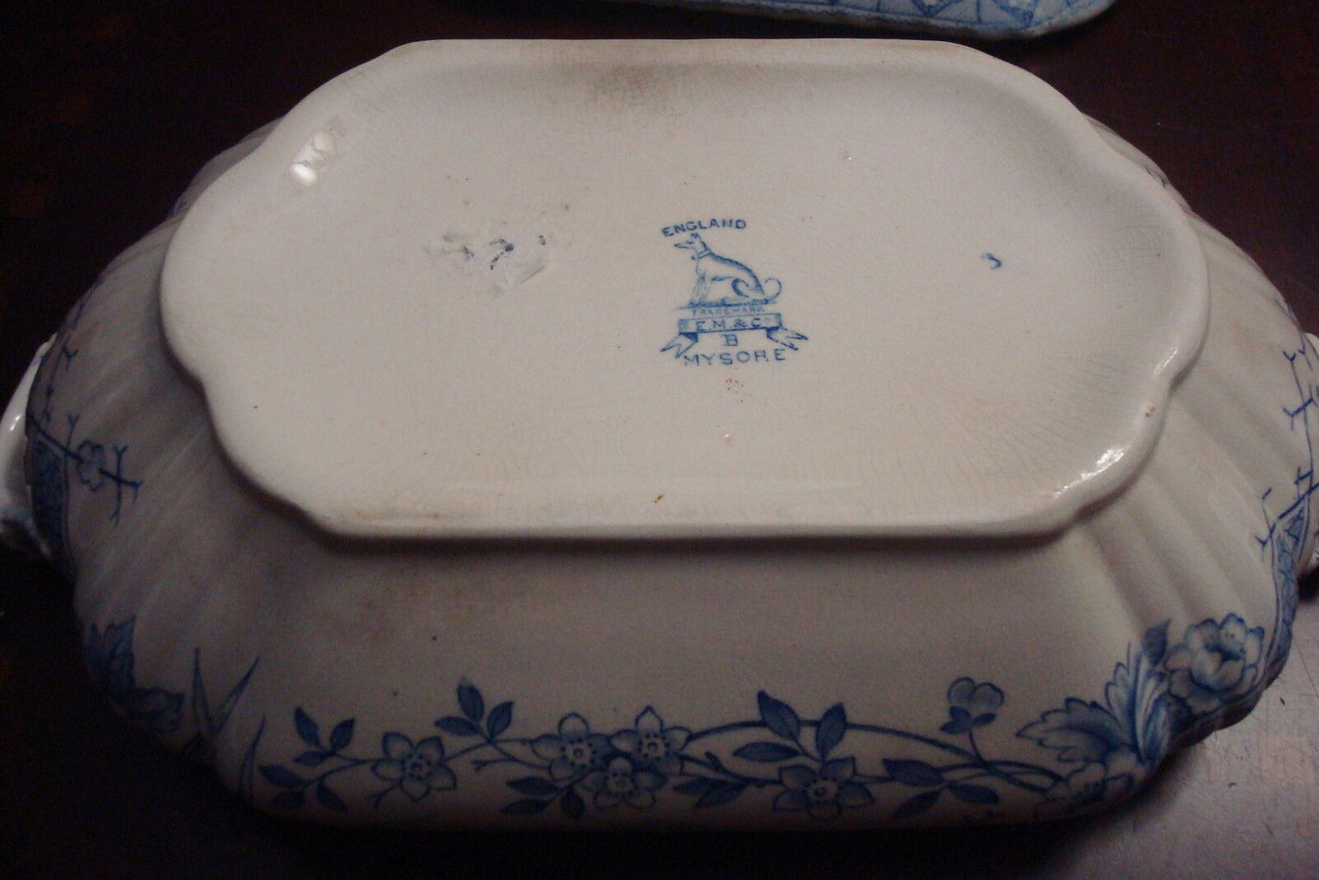 Aesthetic movement 1883 Mysore pattern Blue transferware tureen- Edge &Malkin[*