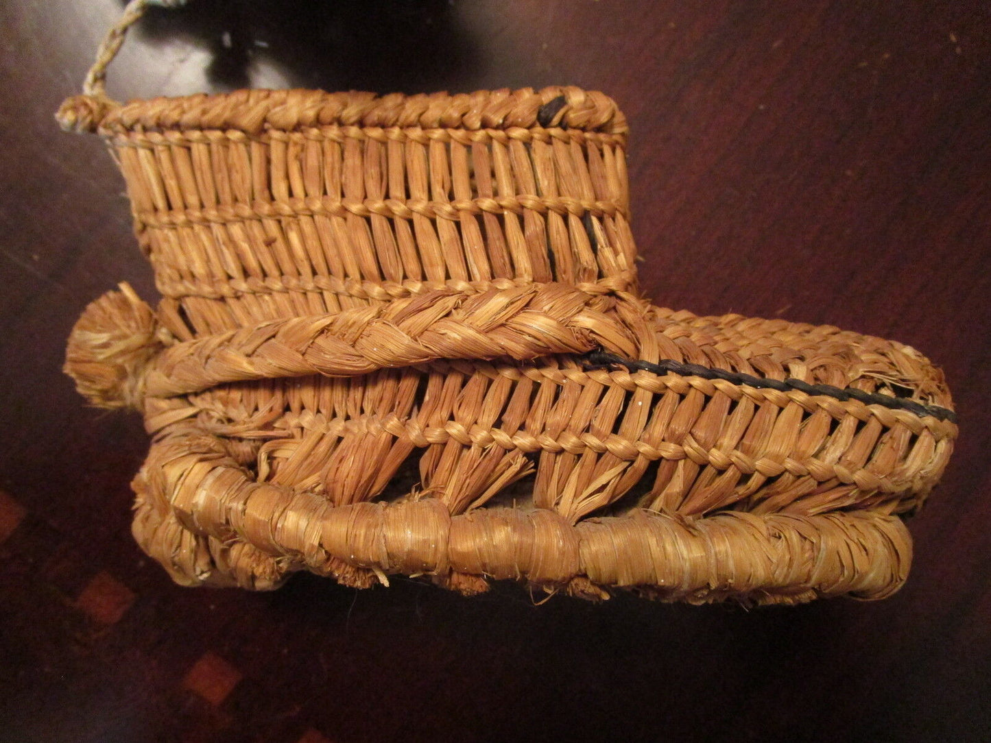 Antique 1800s rice straw child shoes original hand made[japbx]