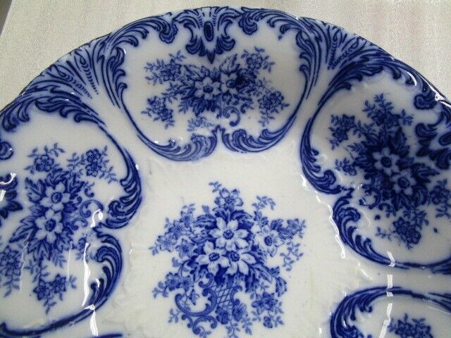 Antique ROYAL BONN-FRANZ ANTON MEHLEM  Meissen flow blue bowl, Germany [a4-r.5]