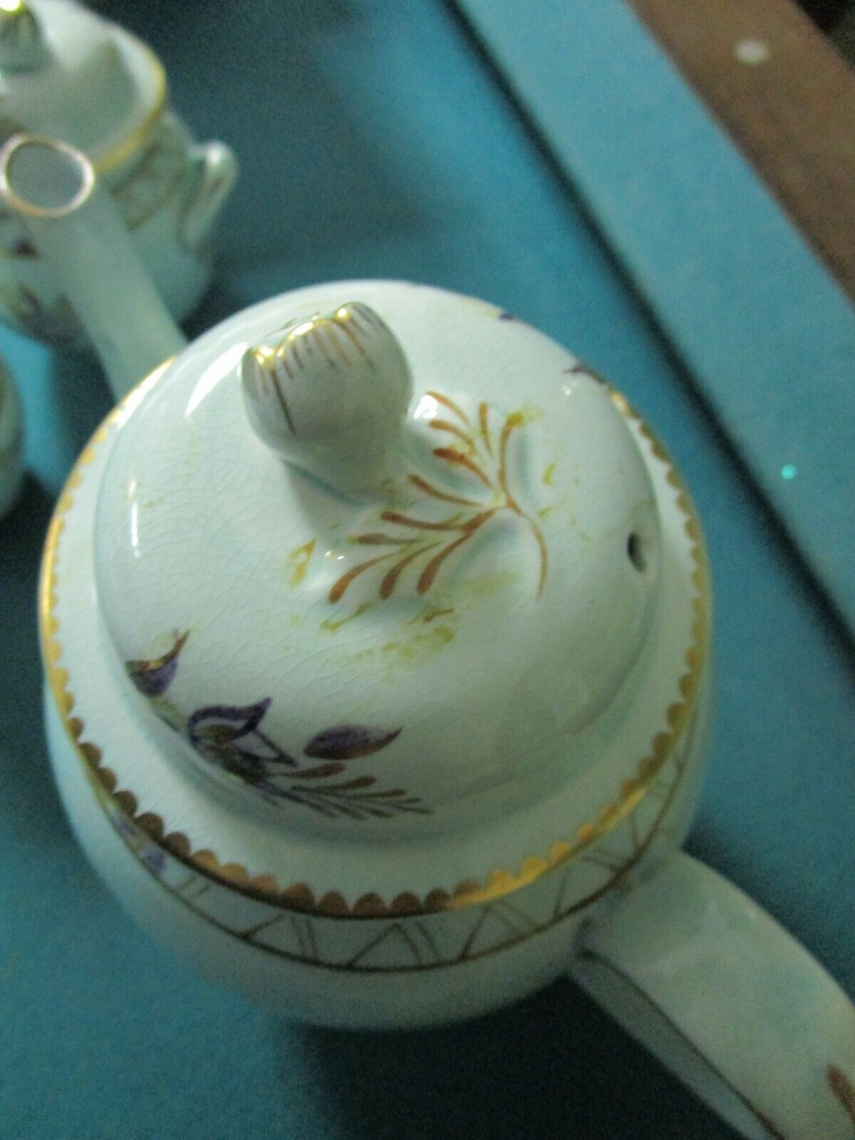 Adams England Calyx Ware teapot, creamer & sugar bowl with lid, pale green [88B]