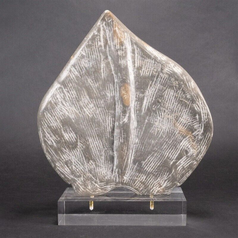 "Teadrop" alabaster sculpture " Flame " Abstract Carved Stone