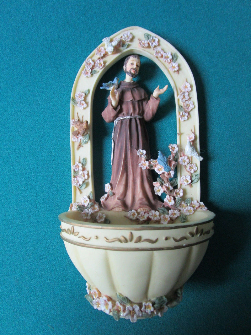 Vintage Ceramic Holy Water Fountain Beman Designs 7"