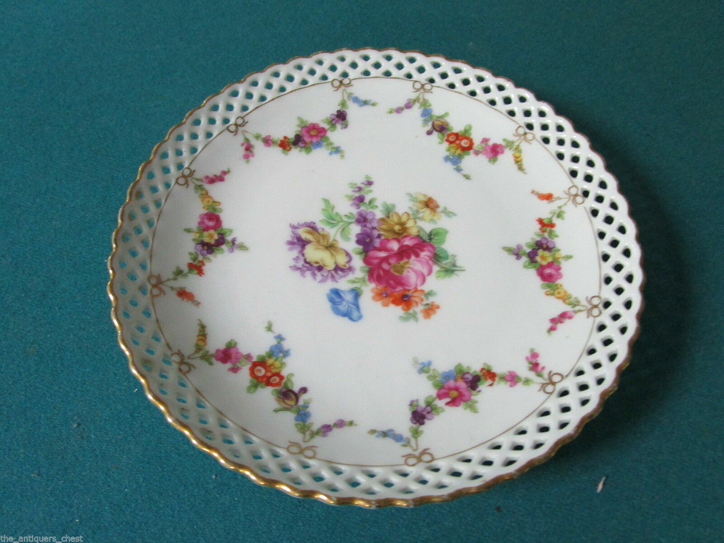 Vintage Schumann Germany RELISH TRAYcup saucer plates  LACED GARLANDS pick 1