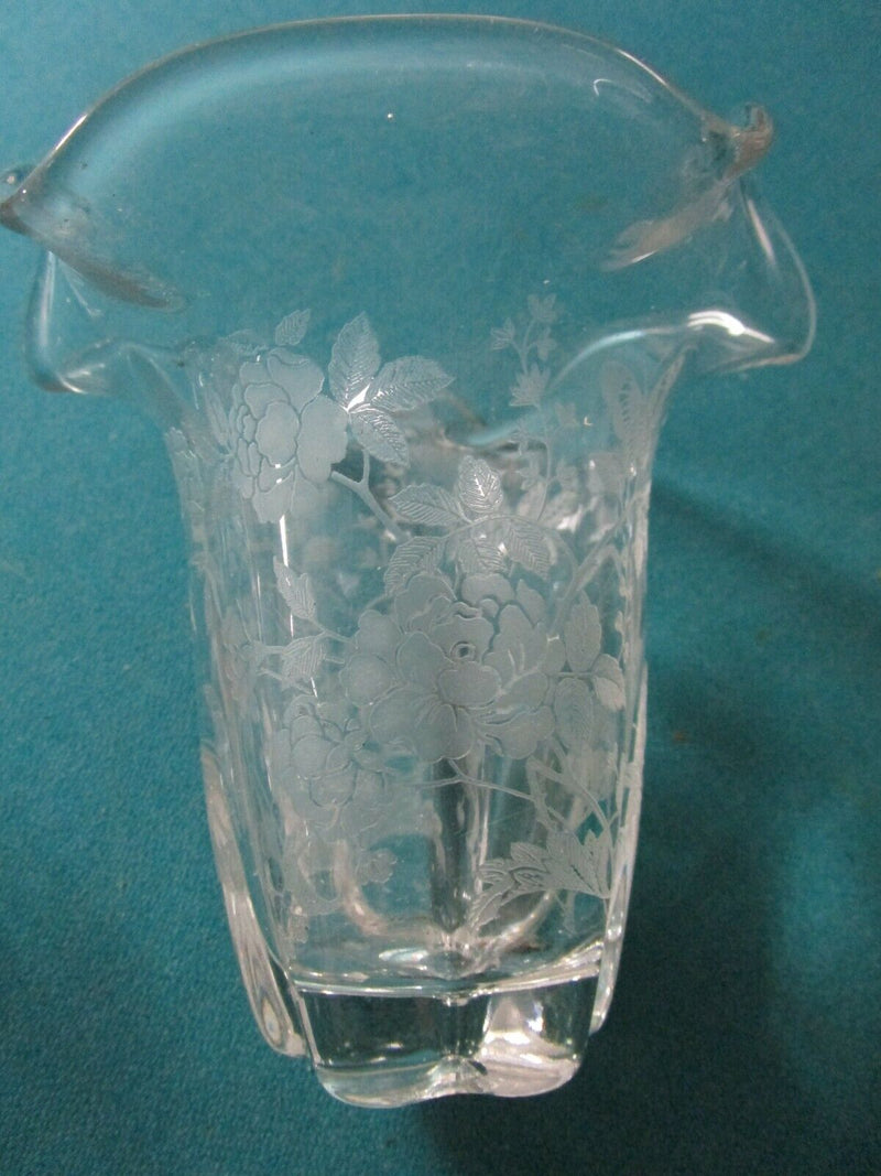 ELEGANT GLASS HEISEY FOOTED DISH /TIFFIN RUFFLED BORDER VASE PICK 1