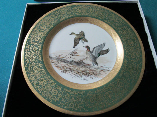 1971 Lockhart Birds by Pickard, "Greenwinged Teal", green and gold, NIB ^^