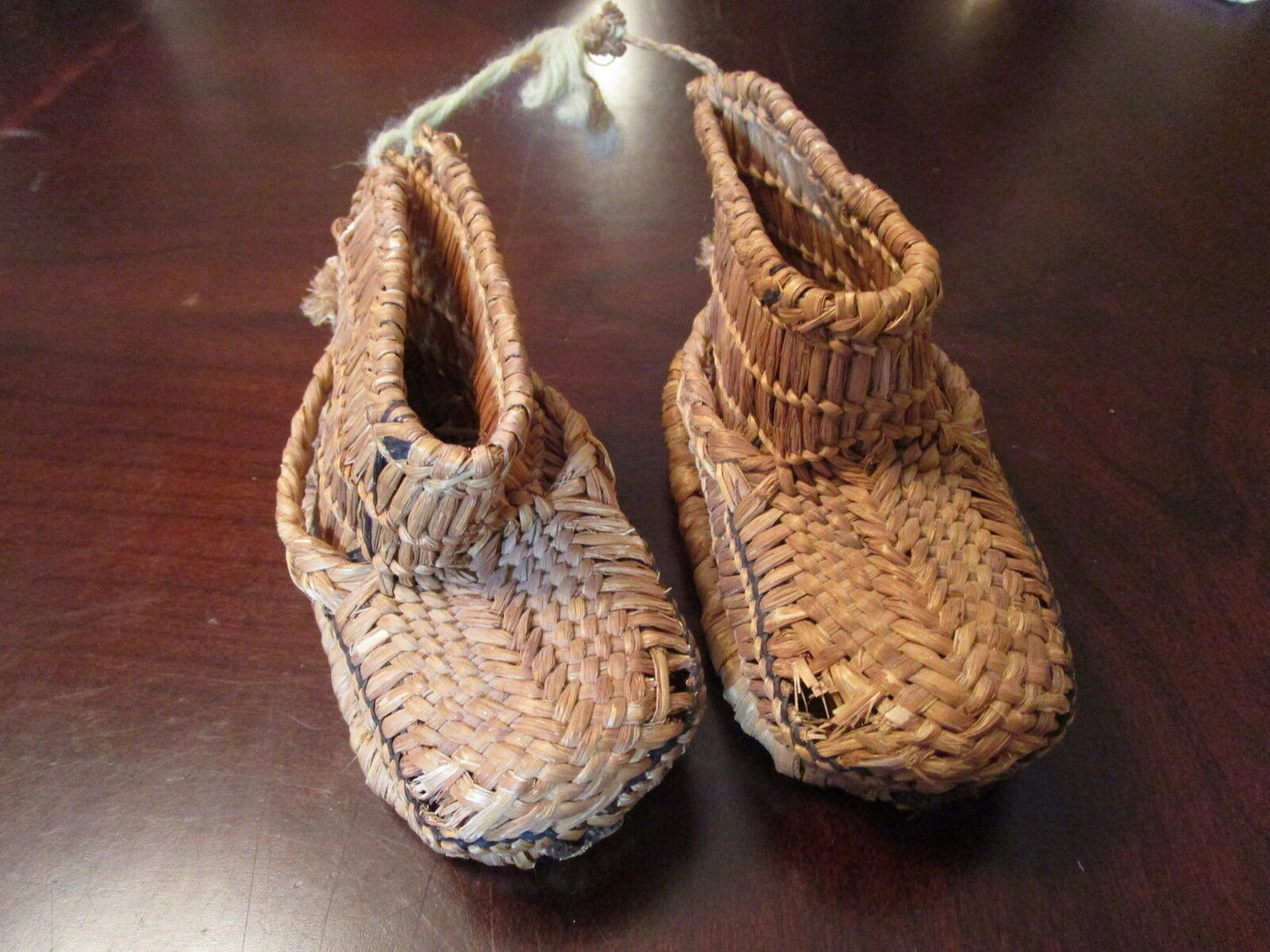 Antique 1800s rice straw child shoes original hand made[japbx]