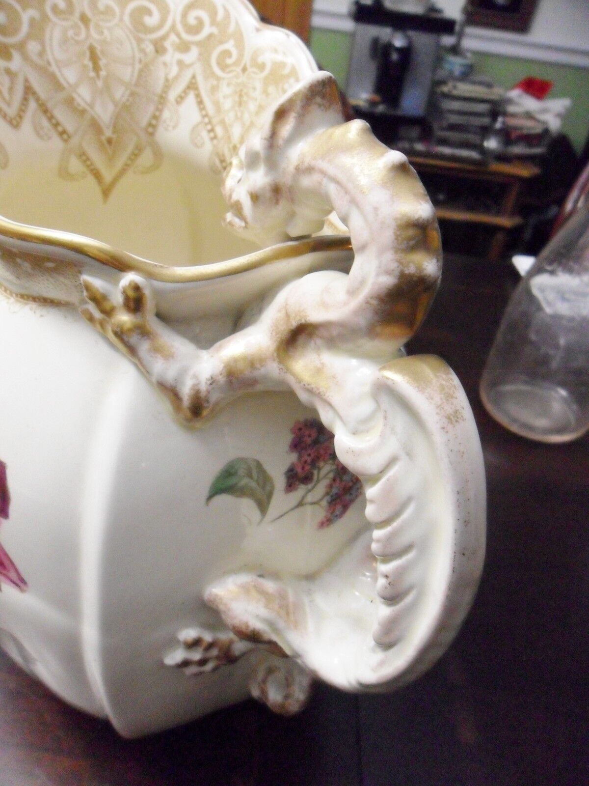 Antique Powell, Bishop & Stonier Oriental Ivory Ceramic Wash Jug /Pitcher  [a5L]