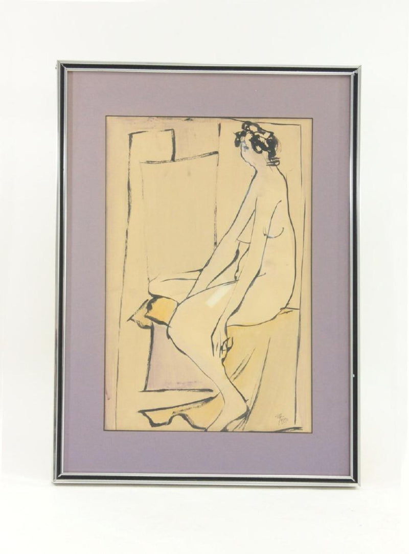 Leopoldo Torres Aguero, "Nude Woman" ORIGINAL PENCIL SIGNED MIXED MEDIA