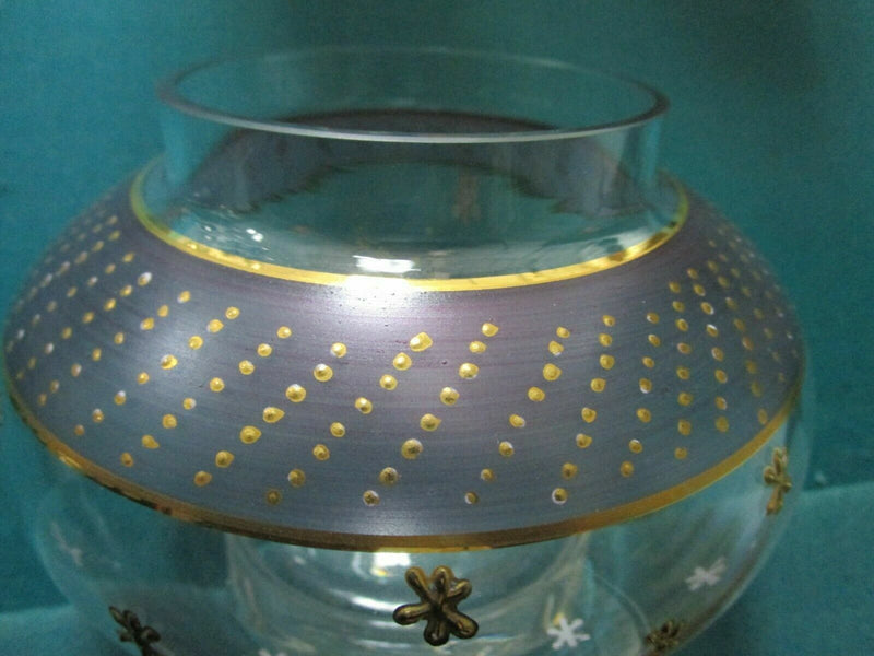 BOHEMIAN CZECH PURPLE CRYSTAL GOLD DECANTER WITH STOPPER AND BOWL PICK1