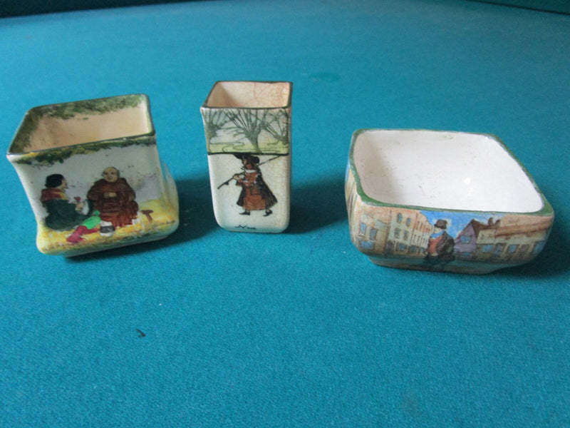 ANTIQUE ROYAL DOULTON 3 PCS DICKENS WARE GREEN WARE ROBIN HOOD [71]