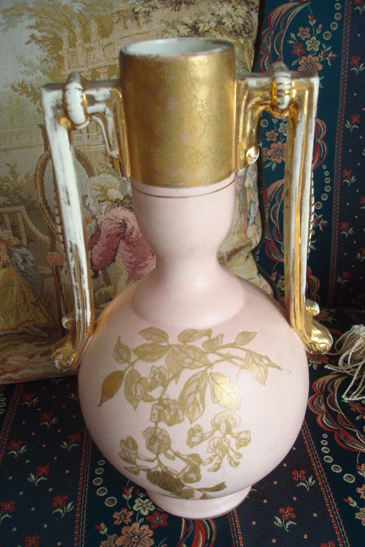 THOMAS FORESTER & SONS, Staffordshire c1920s two golden handles, pink amphora[1]