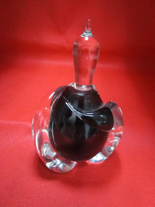Signed Blodget Glass paperweight perfume black bottle 5" PPWA