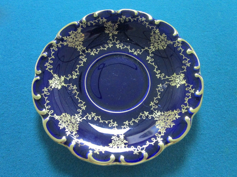 Linder Bavaria Germany  Etch Cobalt Cup And Saucer Gold And Blue Original [61]