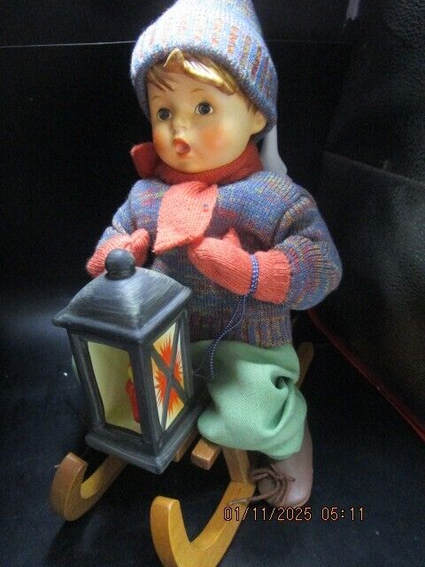 Vintage Hummel Doll Goebel Ride Into Christmas Sled Lantern Tree ^^