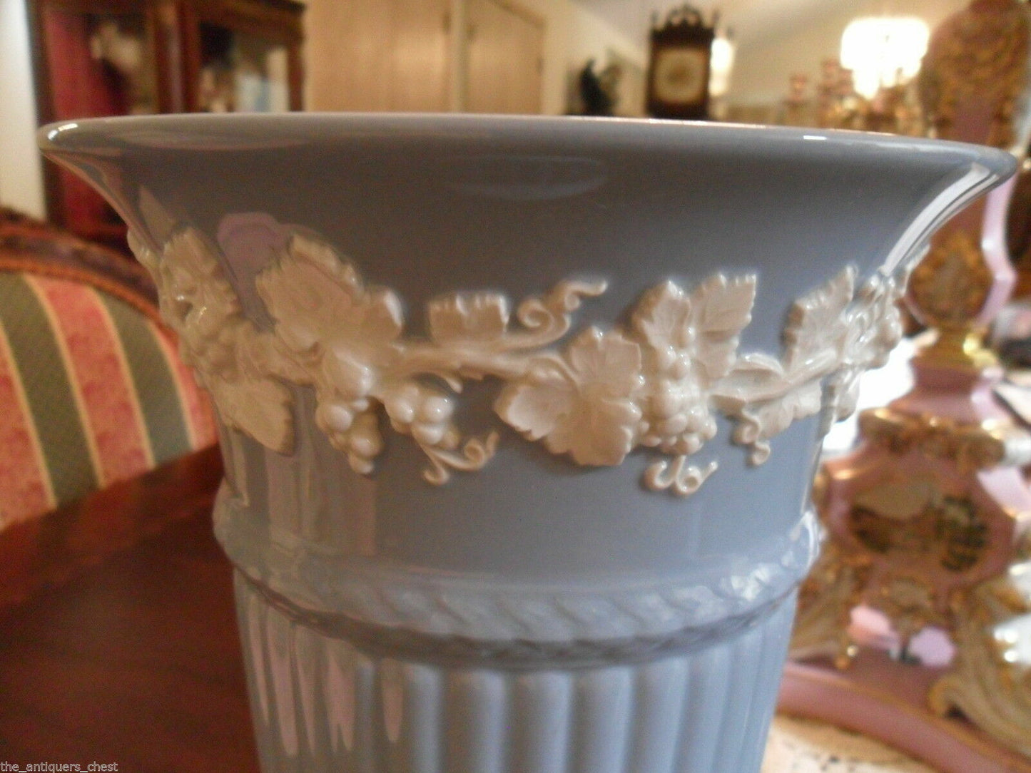 WEDGWOOD BLUE AND WHITE QUEENS  EMBOSSED GARLAND VASES PICK ONE