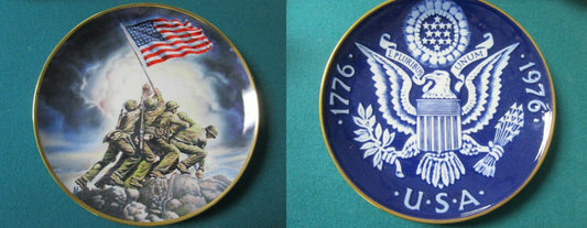 US HISTORICAL PLATES IWO JIMA / US BICENTENNIAL 1776/1976 MADE IN DENMARK PICK 1