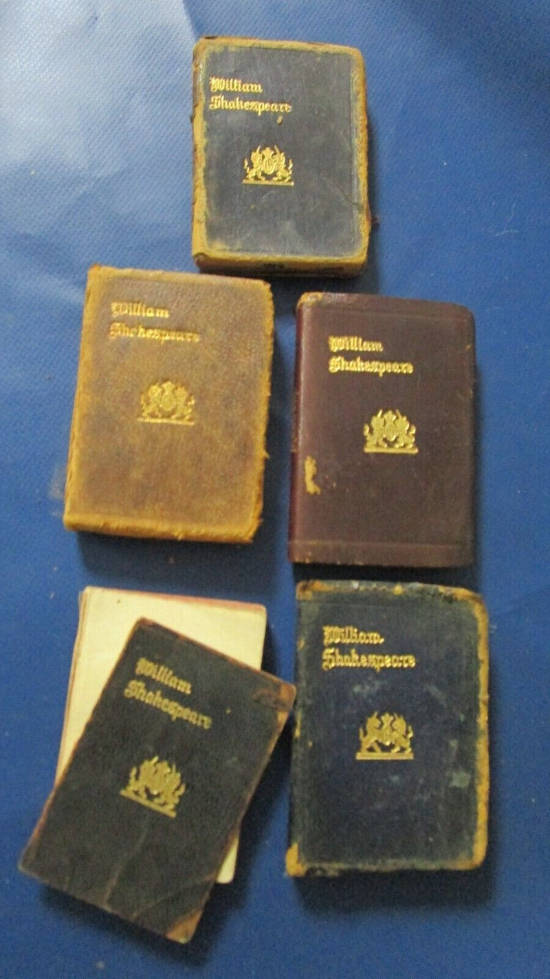 Series of Five Vintage William Shakespeare Pocket Size Books leather cover 1920S