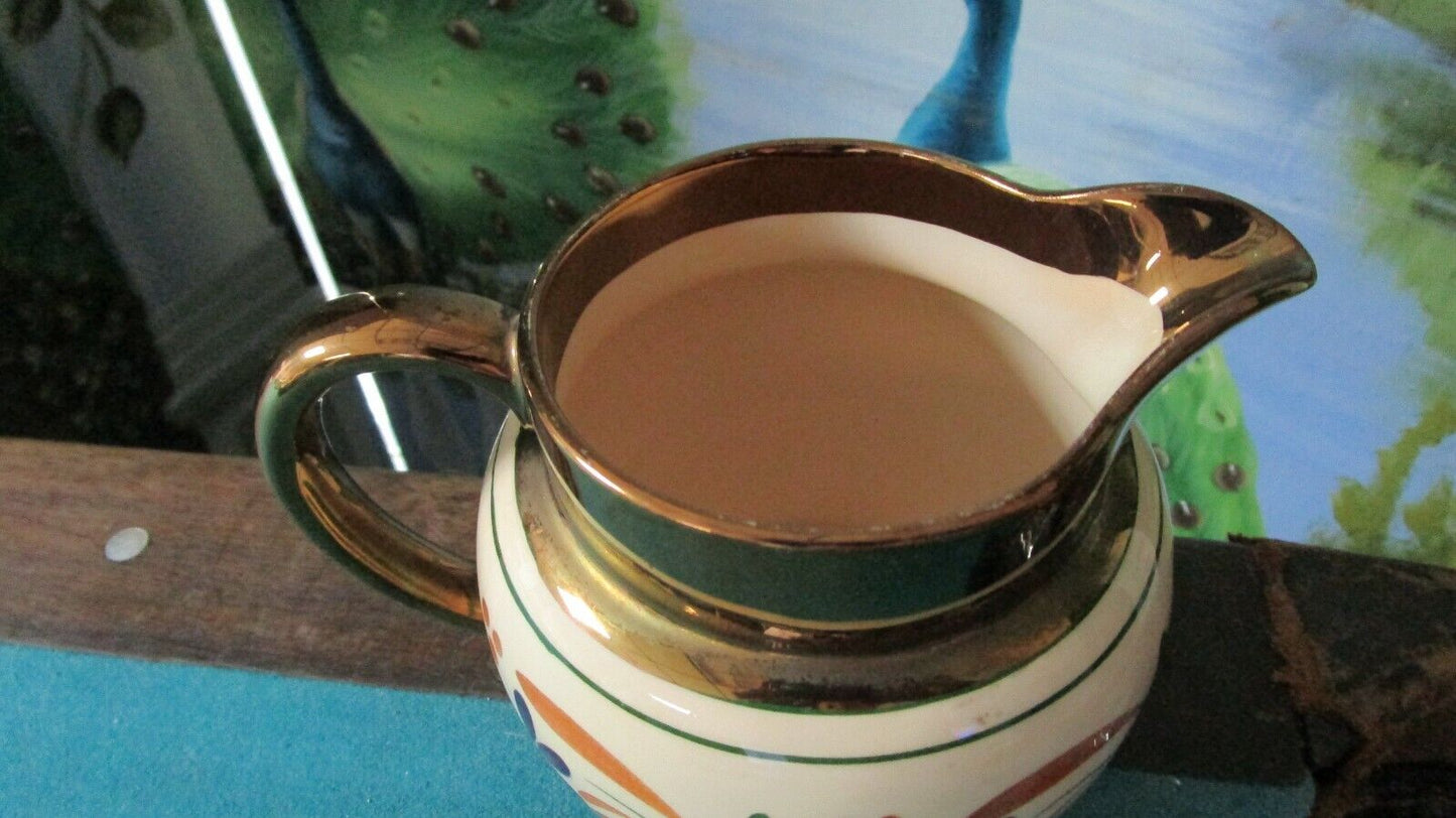 WADE ENGLAND HARVEST CREAMER PITCHER 5 X 7" COPPERWARE ANTIQUE