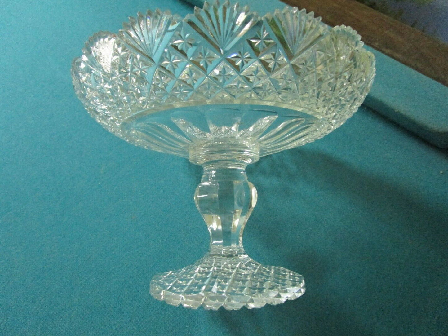 AMERICAN BRILLIANT PERIOD 5 X 8" FOOTED DISH CRYSTAL CUT GLASS [a5-3]